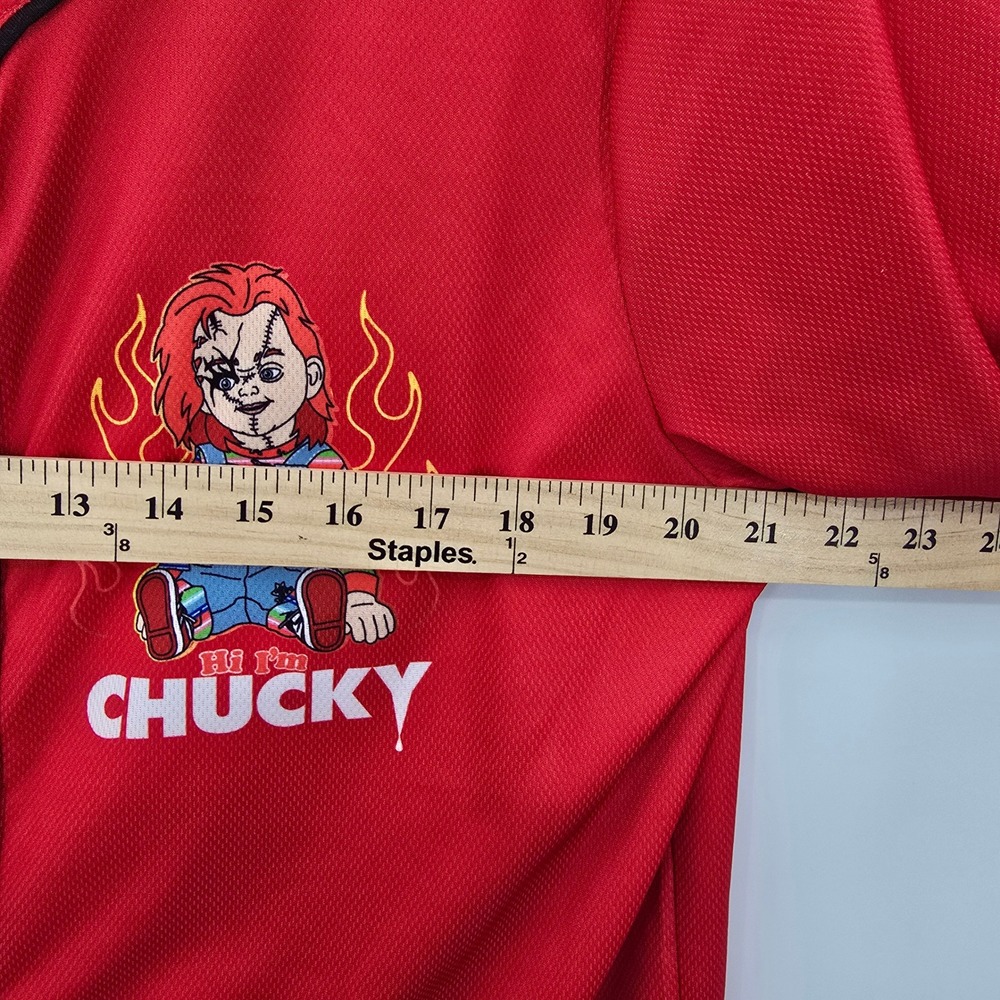 Hybrid Apparel Chucky Horror Movie Baseball Jersey Red Mens Large Wanna Play? - Picture 6 of 7